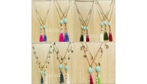 turquoise stone tassel bead cowrie shells necklaces wholesale 50 pieces